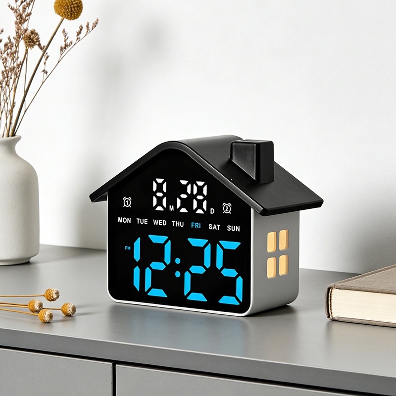 House Shaped Led Alarm Clock E - Photography Lighting Portrait ulasan dan harga