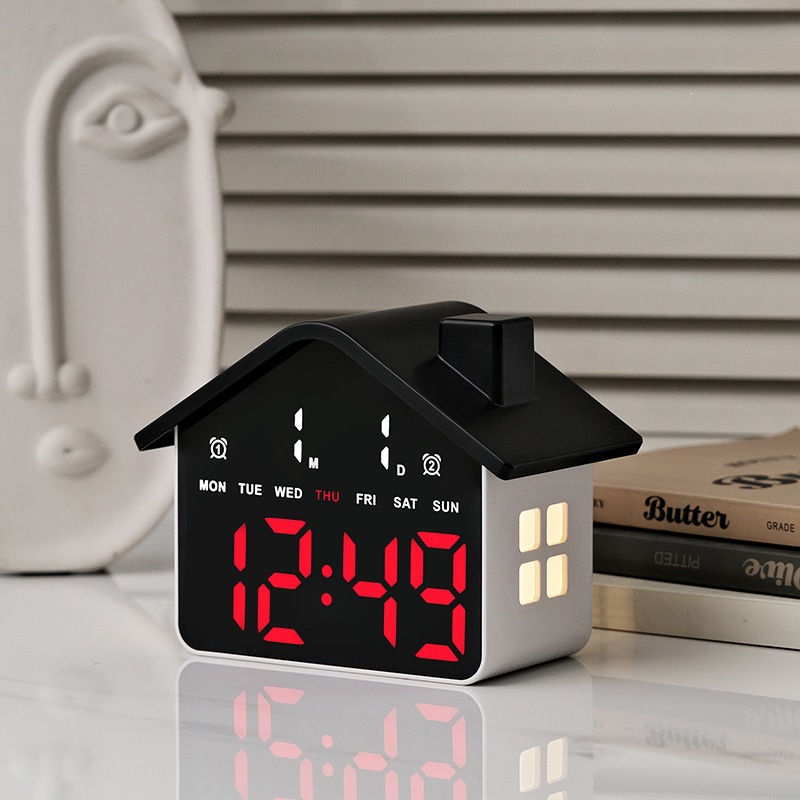 House Shaped Led Alarm Clock E - Photography Lighting Portrait ulasan dan harga