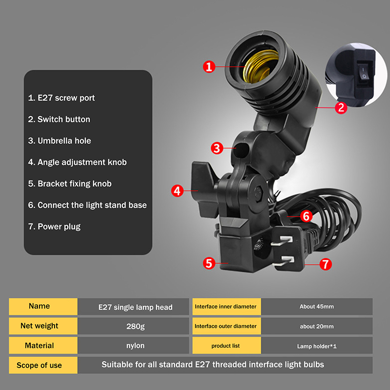 Hot Sale E27 AC Socket Lamp Si - Photography Lighting For Sale ulasan dan harga